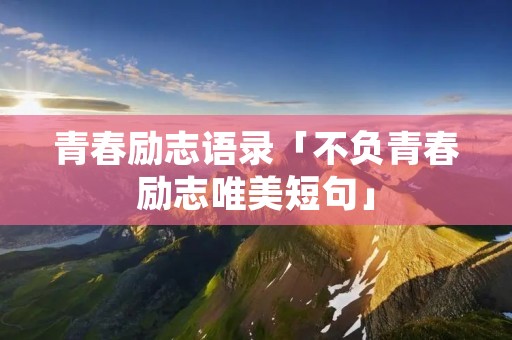 青春励志语录「不负青春励志唯美短句」