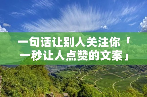 一句话让别人关注你「一秒让人点赞的文案」