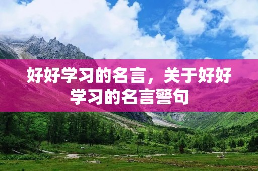 好好学习的名言，关于好好学习的名言警句