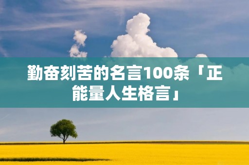 勤奋刻苦的名言100条「正能量人生格言」
