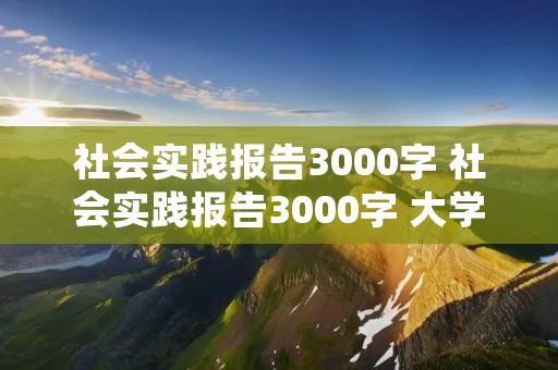 社会实践报告3000字 社会实践报告3000字 大学生5篇