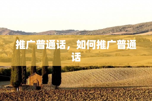 推广普通话,如何推广普通话