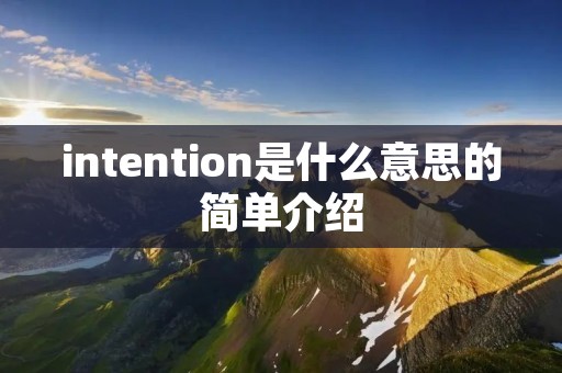 intention是什么意思的简单介绍 intention是什么意思的简单介绍