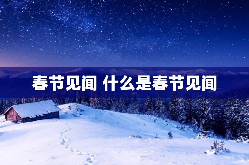 春节见闻 什么是春节见闻