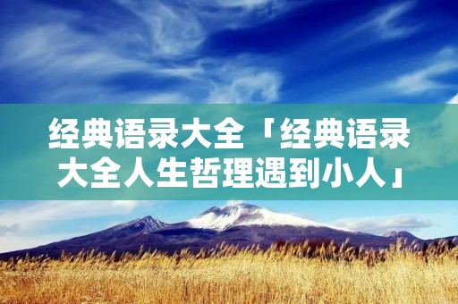 经典语录大全「经典语录大全人生哲理遇到小人」