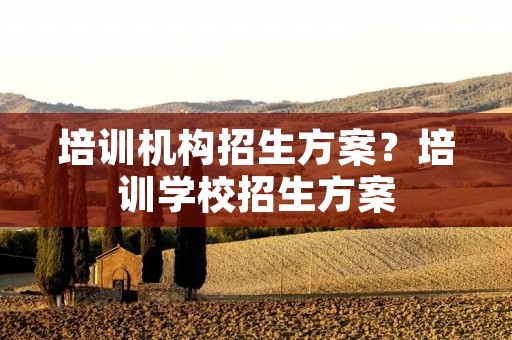 培训机构招生方案?培训学校招生方案