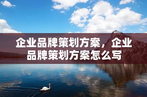 企业品牌策划方案,企业品牌策划方案怎么写