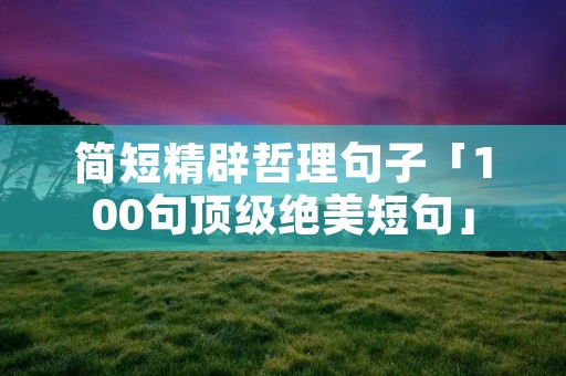 简短精辟哲理句子「100句顶级绝美短句」