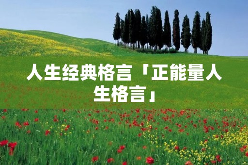 人生经典格言「正能量人生格言」