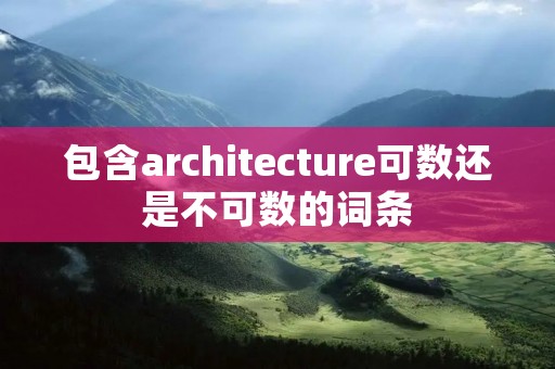 包含architecture可数还是不可数的词条
