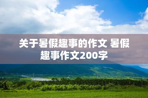 关于暑假趣事的作文 暑假趣事作文200字