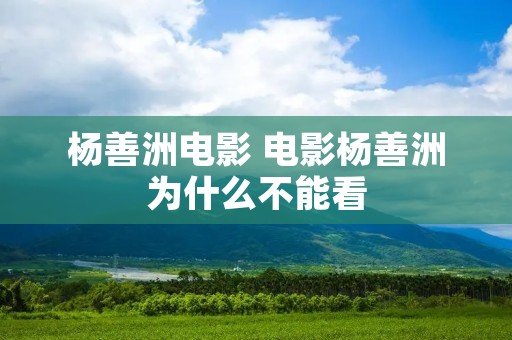 杨善洲电影 电影杨善洲为什么不能看
