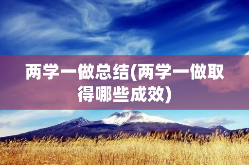 两学一做总结(两学一做取得哪些成效) 两学一做总结(两学一做取得哪些成效)
