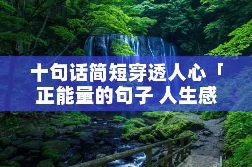 十句话简短穿透人心「正能量的句子 人生感悟 努力工作」