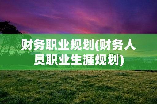 财务职业规划(财务人员职业生涯规划) 财务职业规划(财务人员职业生涯规划)