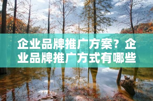 企业品牌推广方案？企业品牌推广方式有哪些