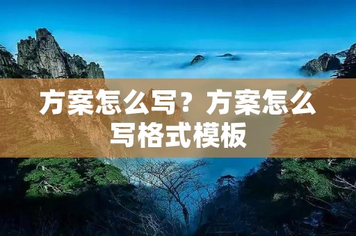 方案怎么写?方案怎么写格式模板 方案怎么写?方案怎么写格式模板