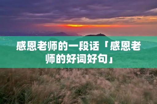 感恩老师的一段话「感恩老师的好词好句」