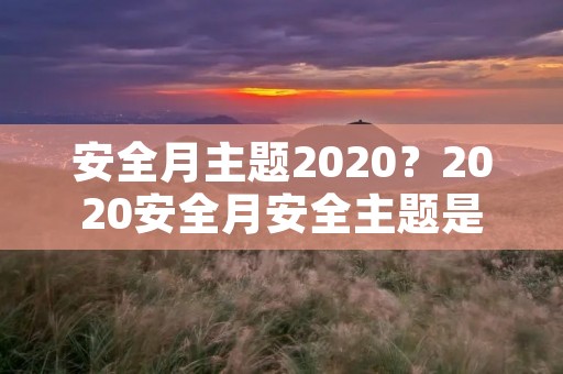 安全月主题2020?2020安全月安全主题是什么