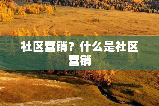 社区营销?什么是社区营销