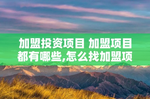 加盟投资项目 加盟项目都有哪些,怎么找加盟项目 加盟投资项目 加盟项目都有哪些,怎么找加盟项目