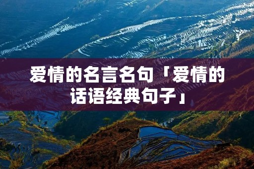 爱情的名言名句「爱情的话语经典句子」