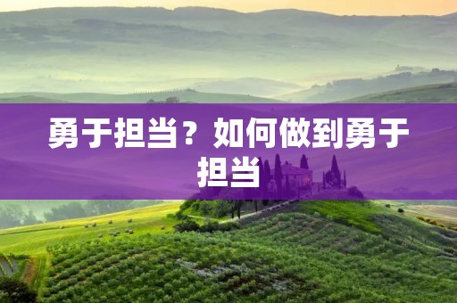 勇于担当？如何做到勇于担当