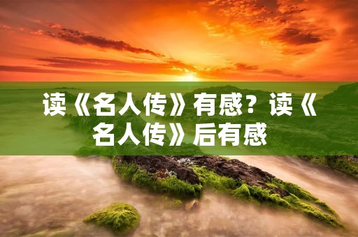 读《名人传》有感?读《名人传》后有感
