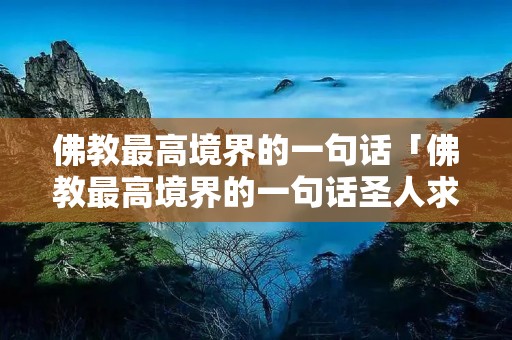佛教最高境界的一句话「佛教最高境界的一句话圣人求心不求佛是什么意思」