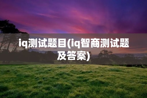 iq测试题目(iq智商测试题及答案)