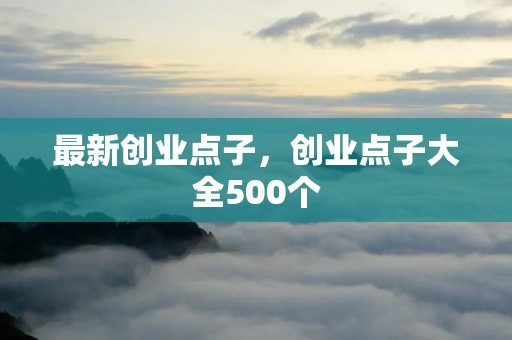 最新创业点子，创业点子大全500个