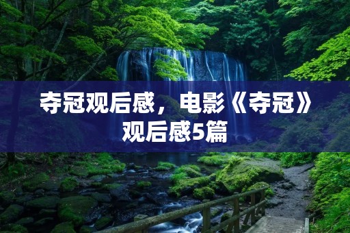 夺冠观后感，电影《夺冠》观后感5篇