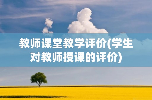 教师课堂教学评价(学生对教师授课的评价)