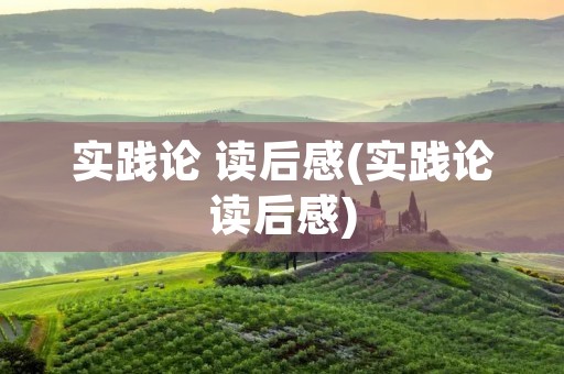 实践论 读后感(实践论读后感)