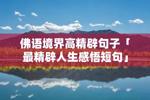 佛语境界高精辟句子「最精辟人生感悟短句」