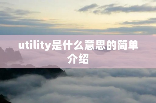 utility是什么意思的简单介绍 utility是什么意思的简单介绍