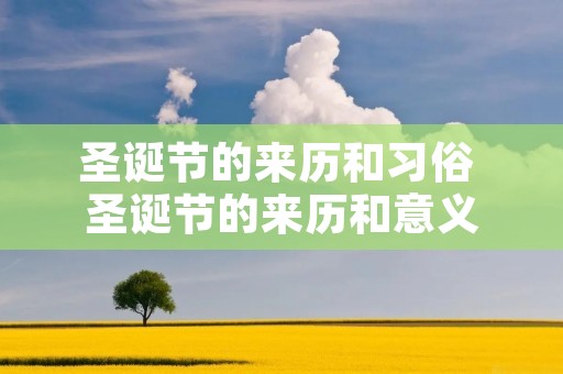 圣诞节的来历和习俗 圣诞节的来历和意义 圣诞节的来历和习俗 圣诞节的来历和意义