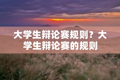大学生辩论赛规则？大学生辩论赛的规则