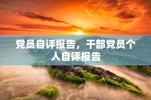 党员自评报告，干部党员个人自评报告