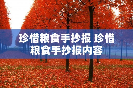 珍惜粮食手抄报 珍惜粮食手抄报内容