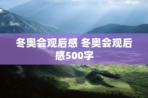 冬奥会观后感 冬奥会观后感500字
