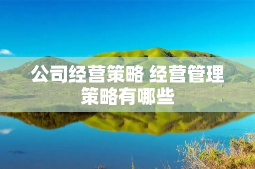 公司经营策略 经营管理策略有哪些