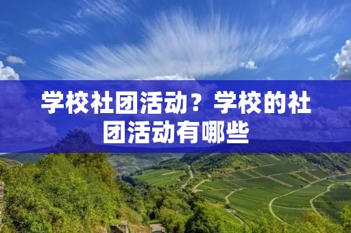 学校社团活动？学校的社团活动有哪些