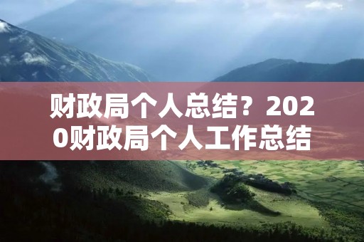 财政局个人总结?2020财政局个人工作总结 财政局个人总结?2020财政局个人工作总结