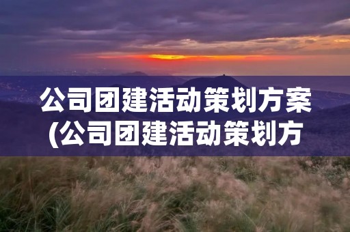 公司团建活动策划方案(公司团建活动策划方案精选5篇) 公司团建活动策划方案(公司团建活动策划方案精选5篇)