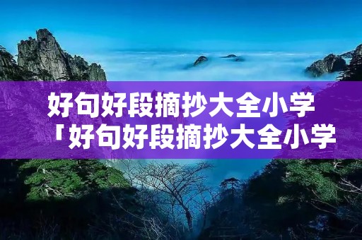 好句好段摘抄大全小学「好句好段摘抄大全小学四年级」