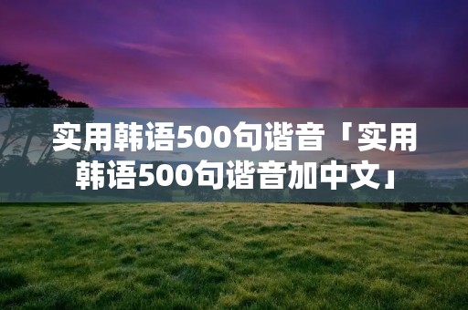 实用韩语500句谐音「实用韩语500句谐音加中文」 实用韩语500句谐音「实用韩语500句谐音加中文」