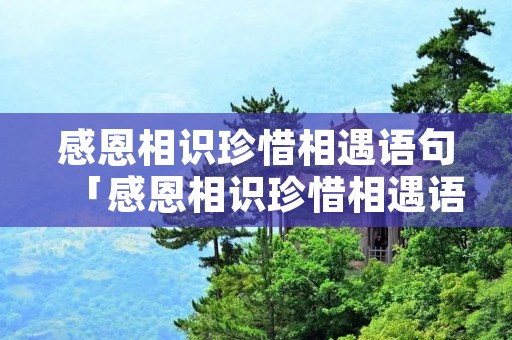 感恩相识珍惜相遇语句「感恩相识珍惜相遇语句图片」
