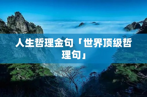 人生哲理金句「世界顶级哲理句」