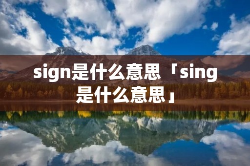 sign是什么意思「sing是什么意思」